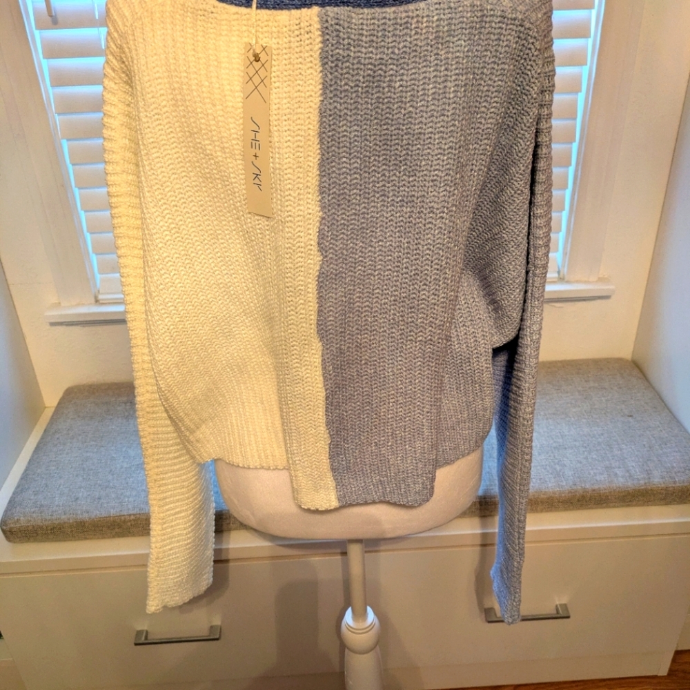 Colorblock V-Neck Button-Up Sweater - Picture 4 of 6